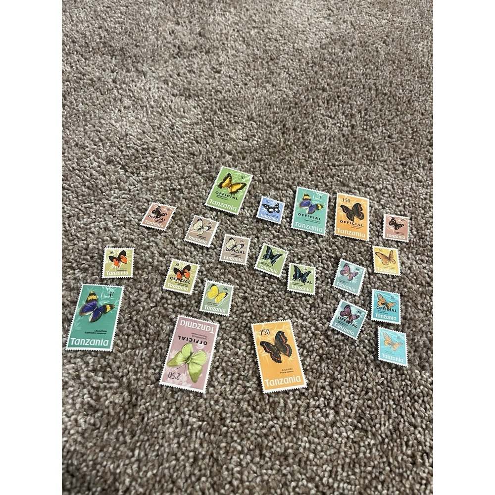 vintage postage stamps Lot / Bundle from Tanzania Moths And Butterflies Mint